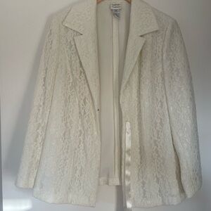 Lace Blazer Jacket in Ivory